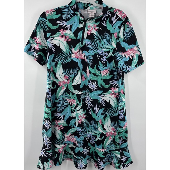 Tommy Bahama Golf Tennis Beach Dress Black‎ Floral L NWOT Pickle ball Vacation - Picture 3 of 11